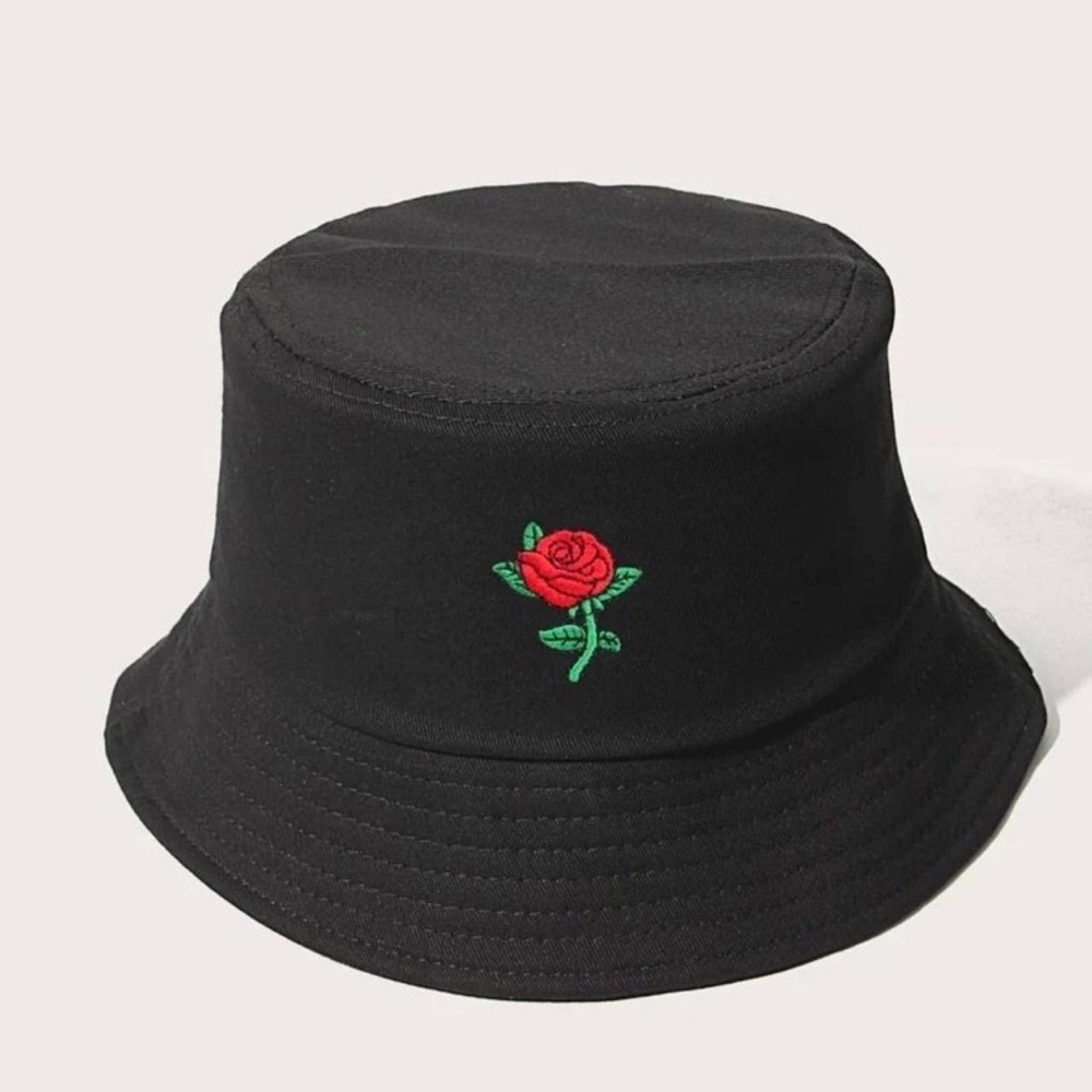 Unisex Rose Embroidered festival Bucket Hat